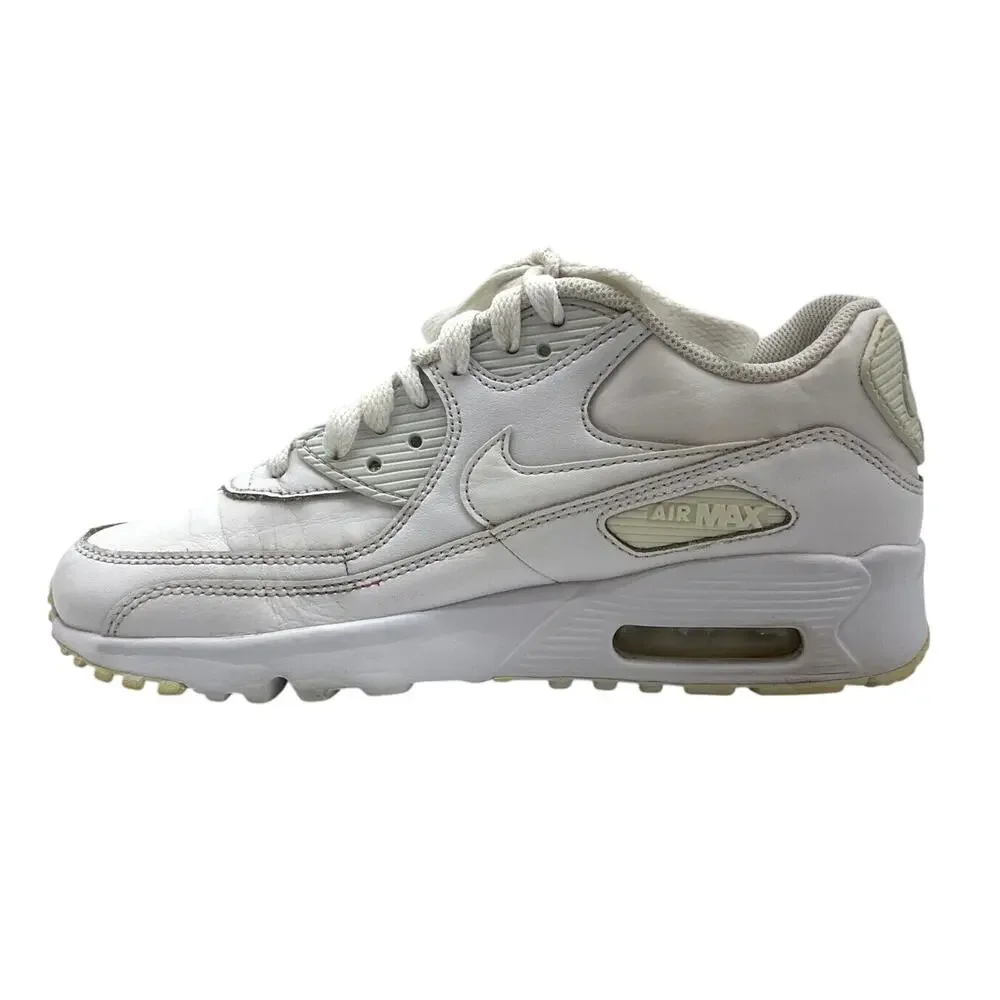 Nike Air Max 90 Sneakers Lace Up White Running Shoes US Size 4.5 Youth